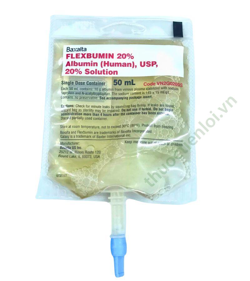 Flexbumin 20% (2) Flexbumin 20% Inj 10G/50ML 1S Baxalta - Ảnh 1