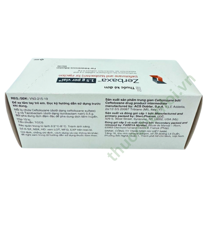 Zerbaxa 1g/0.5g MSD (Hộp 10 lọ x 20ml)