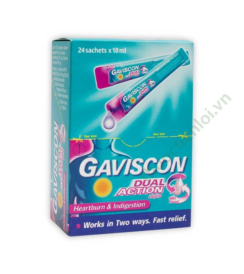 gaviscon-dual-action-liquid Hộp 24 gói dung dịch uống Gaviscon Dual Action