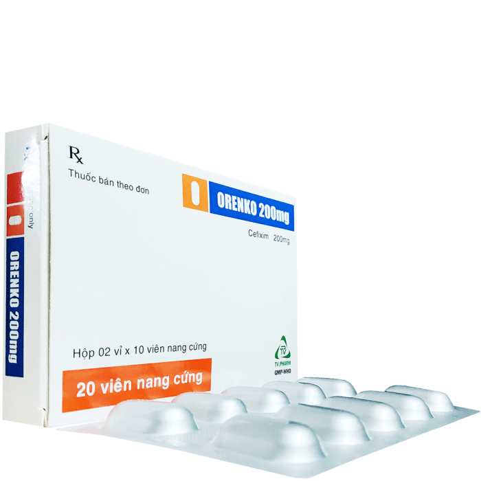 Orenko 200 Cefixim 200Mg TV. Pharma (h/20v) (Vỉ Nhôm)