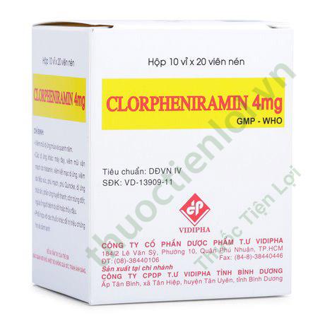 Clorpheniramine 4Mg- Vidipha (H/200V) 1 Clorpheniramine 4Mg- Vidipha (H/200V)