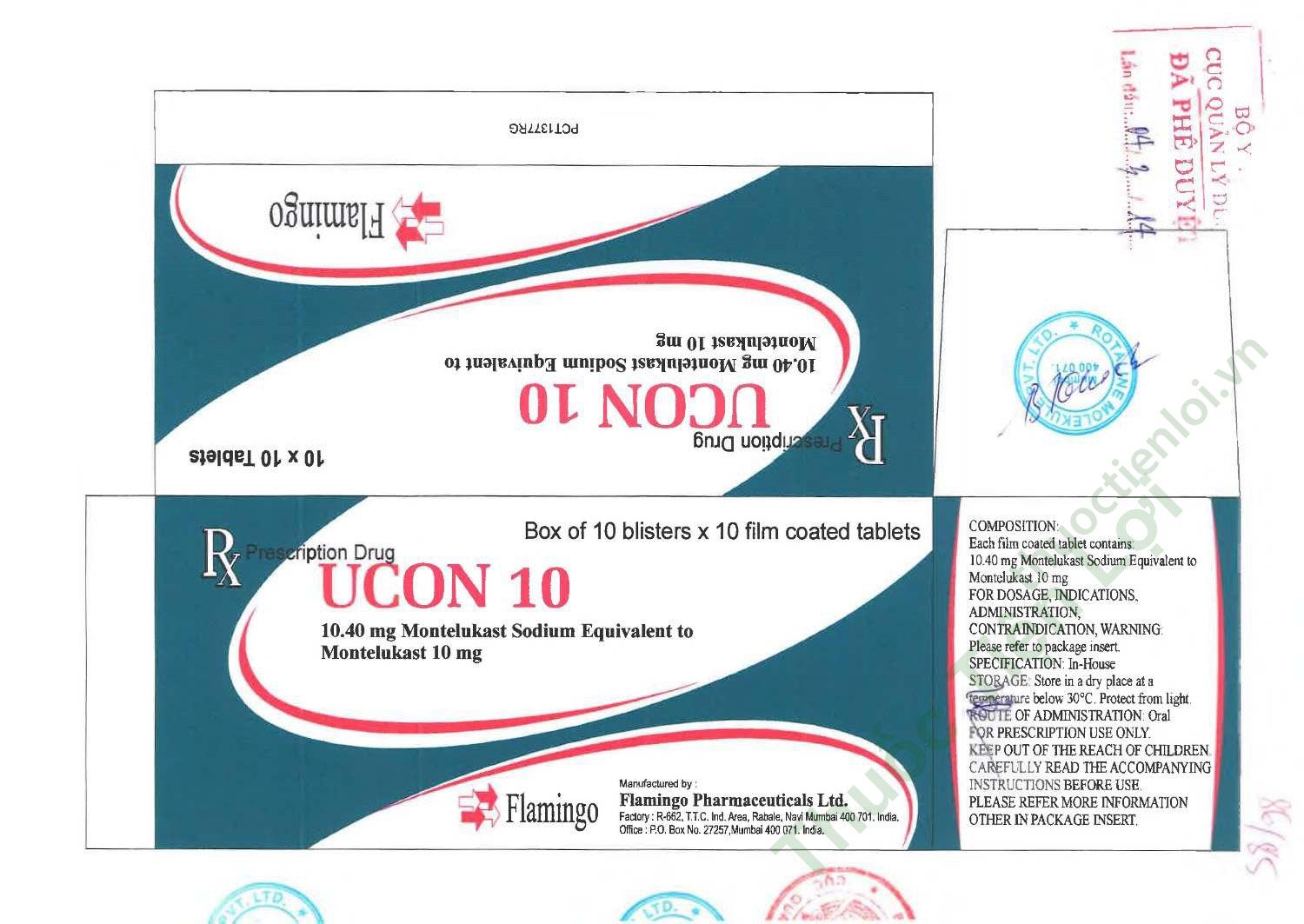 ucon_10_montelukast_10mg_flamingo.jpg Ucon 10 Montelukast 10Mg Flamingo (h/100v) - Ảnh 1